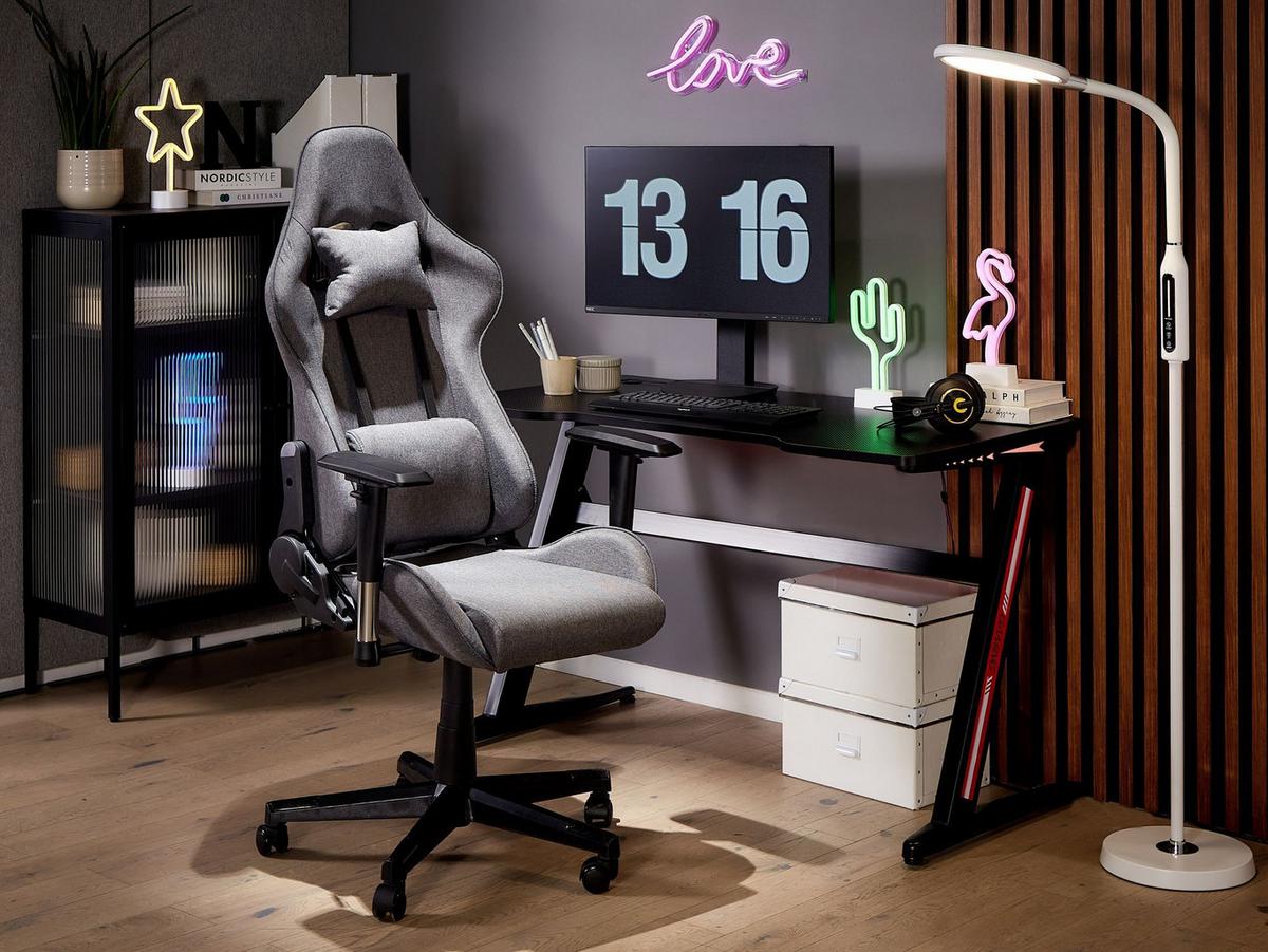 BÜROSTUHL Polyester Grau Warrior - Grau, Textil/Metall (62/122/62cm) - Beliani