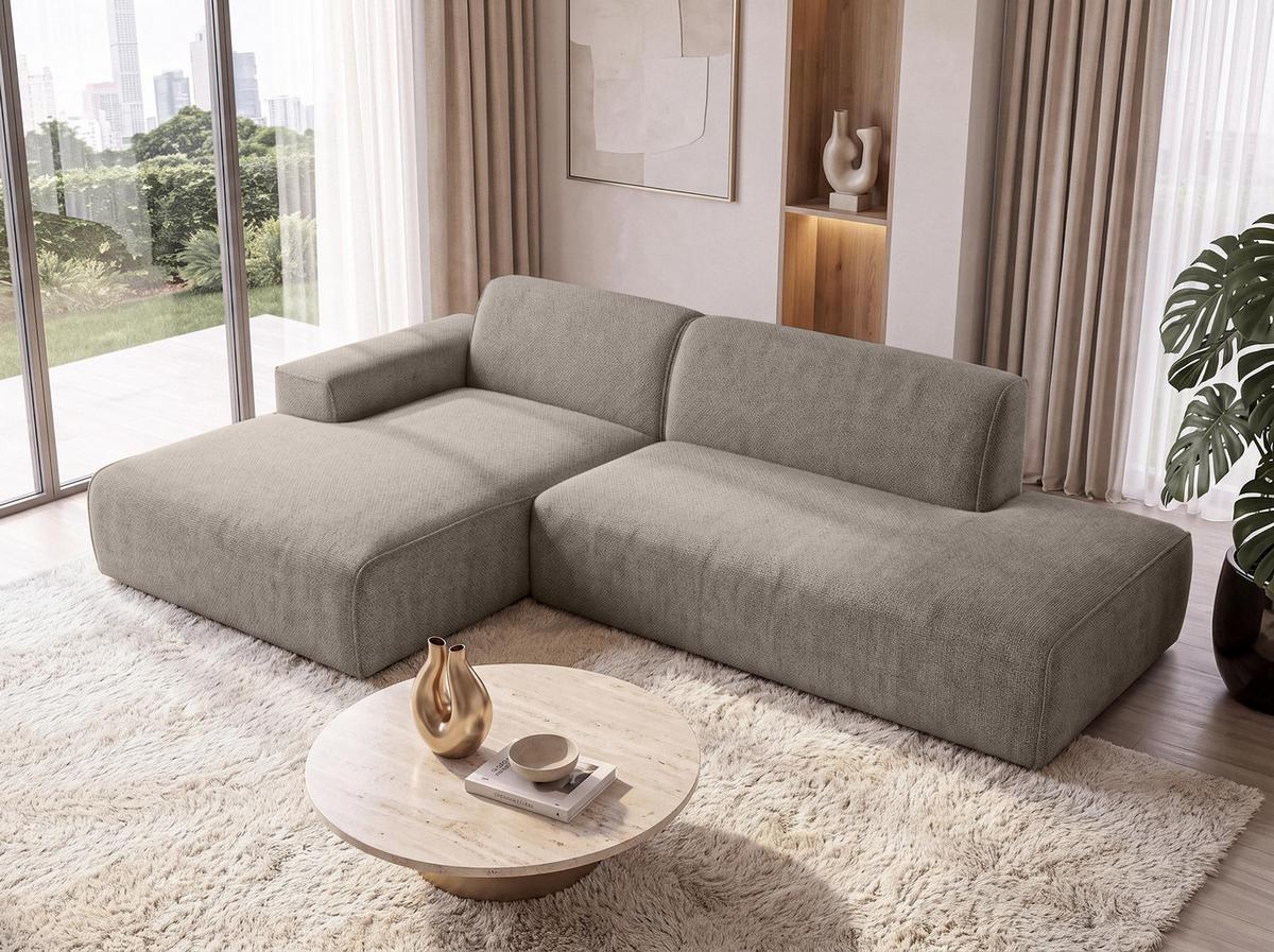 ECKSOFA L Form Didim Duo Braun 288/162/80 cm – stilvolle kleine Eckcouch Links - Schwarz/Braun, Kunststoff/Textil (288/162cm) - AX Living