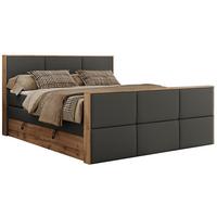 BOXSPRINGBETT ALBERO 2 KING DUO 160/200 Dunkelgrau Kunstleder - H3 - Dunkelgrau, Holz/Textil (160/200cm) - MKS