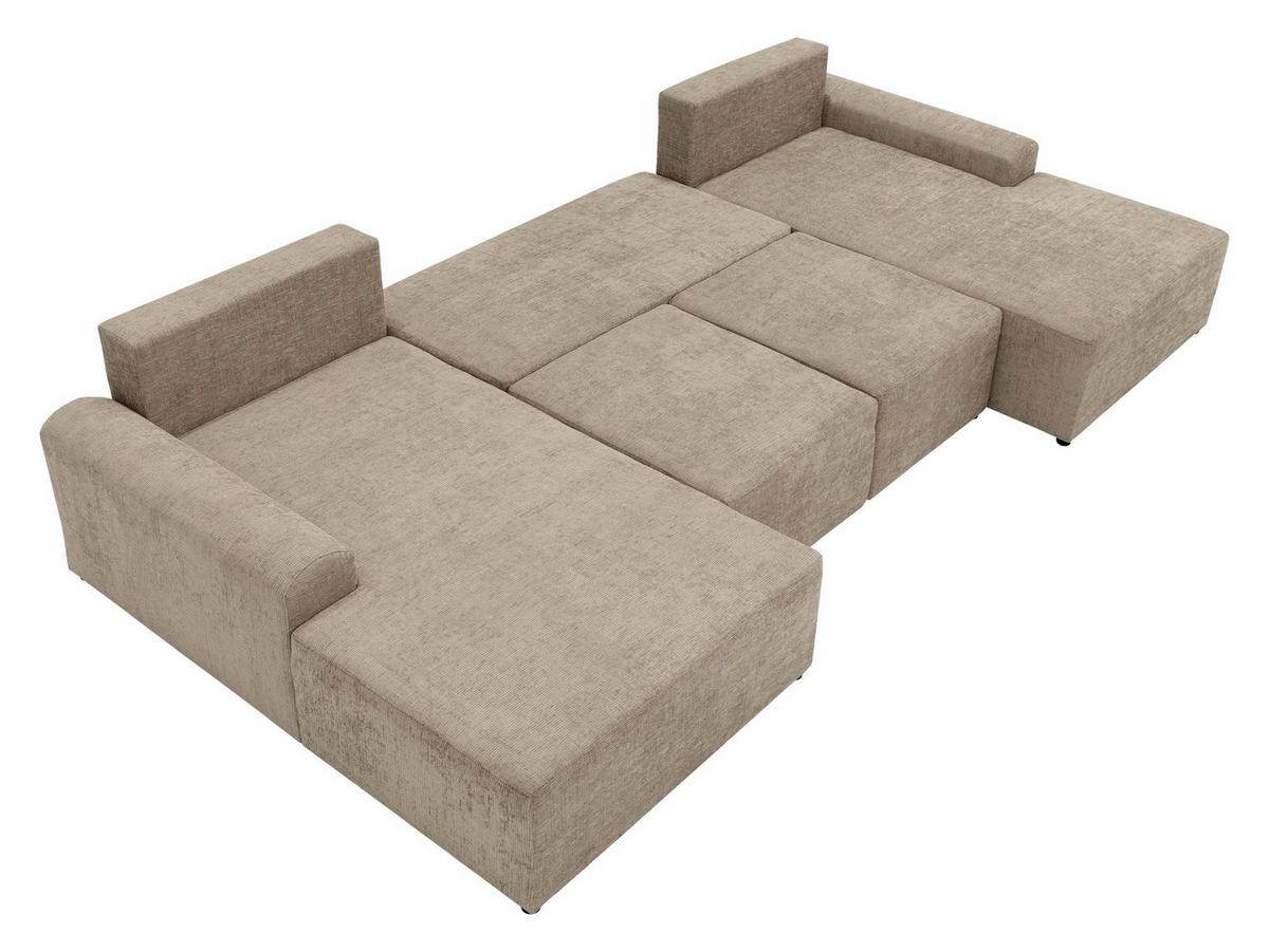WOHNLANDSCHAFT Bella XL - Hellgrau/Schwarz, Holz/Kunststoff (338/85/168cm) - MIRJAN24