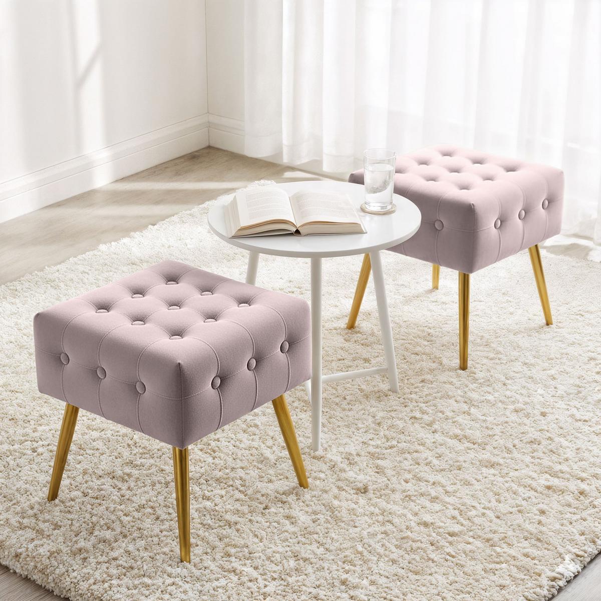 POLSTERBANK mit Samt - Optik Rosa 40/42/40 - Rosa, Textil (40/42/40cm) - RAUMHIRSCH FURNITURE