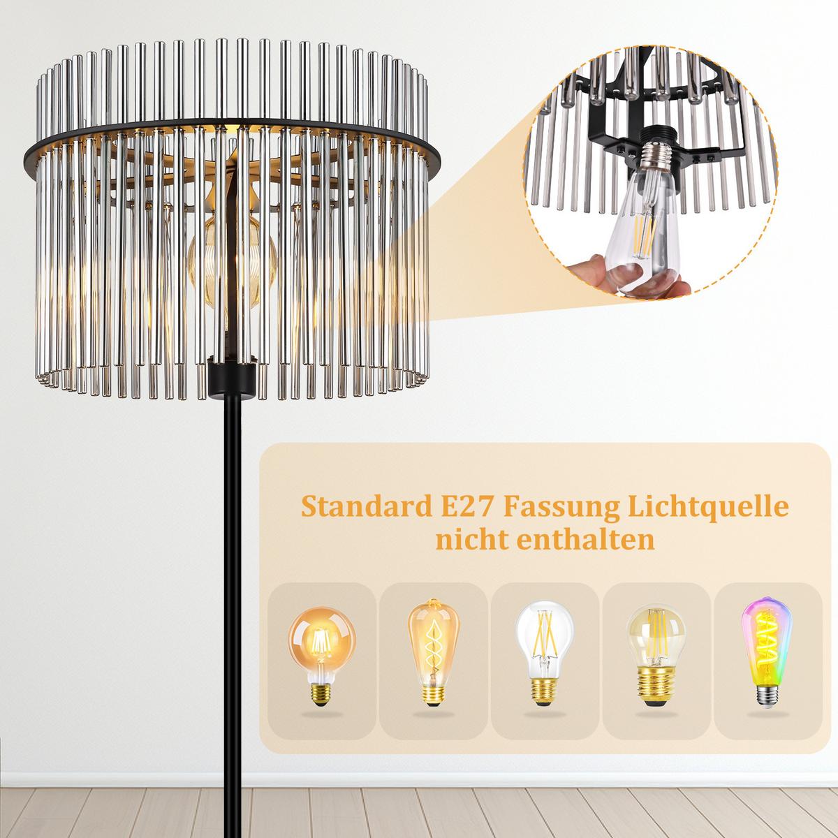 STEHLAMPE Lumistad 38/30/154 cm - Schwarz, Glas/Metall (38/30/154cm) - ZMH