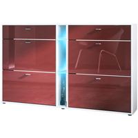 SCHUHSCHRANK Today Fronten in Bordeaux Hochglanz - Bordeaux, Holzwerkstoff (155.5/95/28cm) - Vladon
