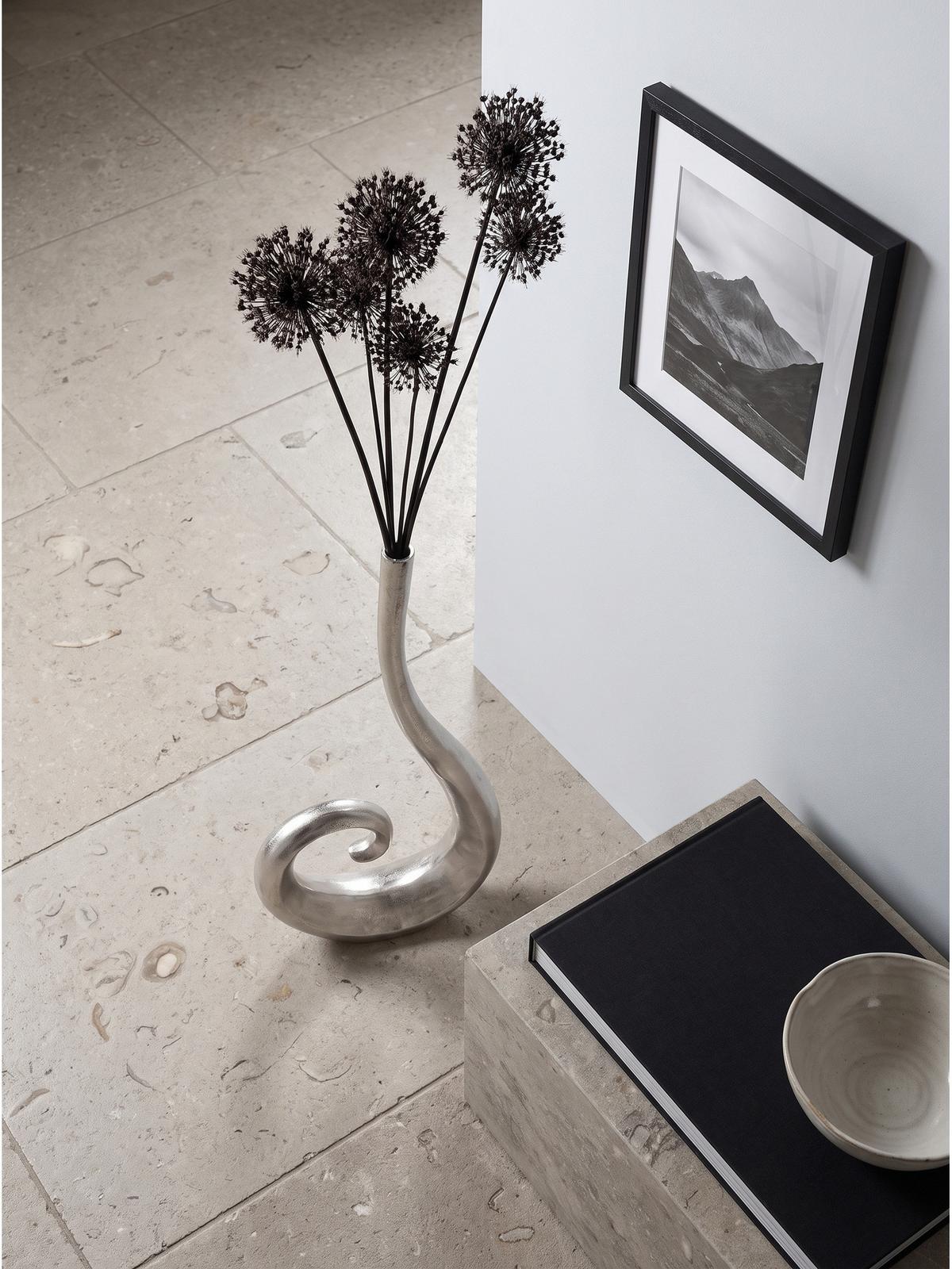 BODENVASE BAVENO, Aluminium, handgefertigt, Silber, 48 x 10 x 100 cm - Silberfarben, Metall (100cm) - KADIMA DESIGN