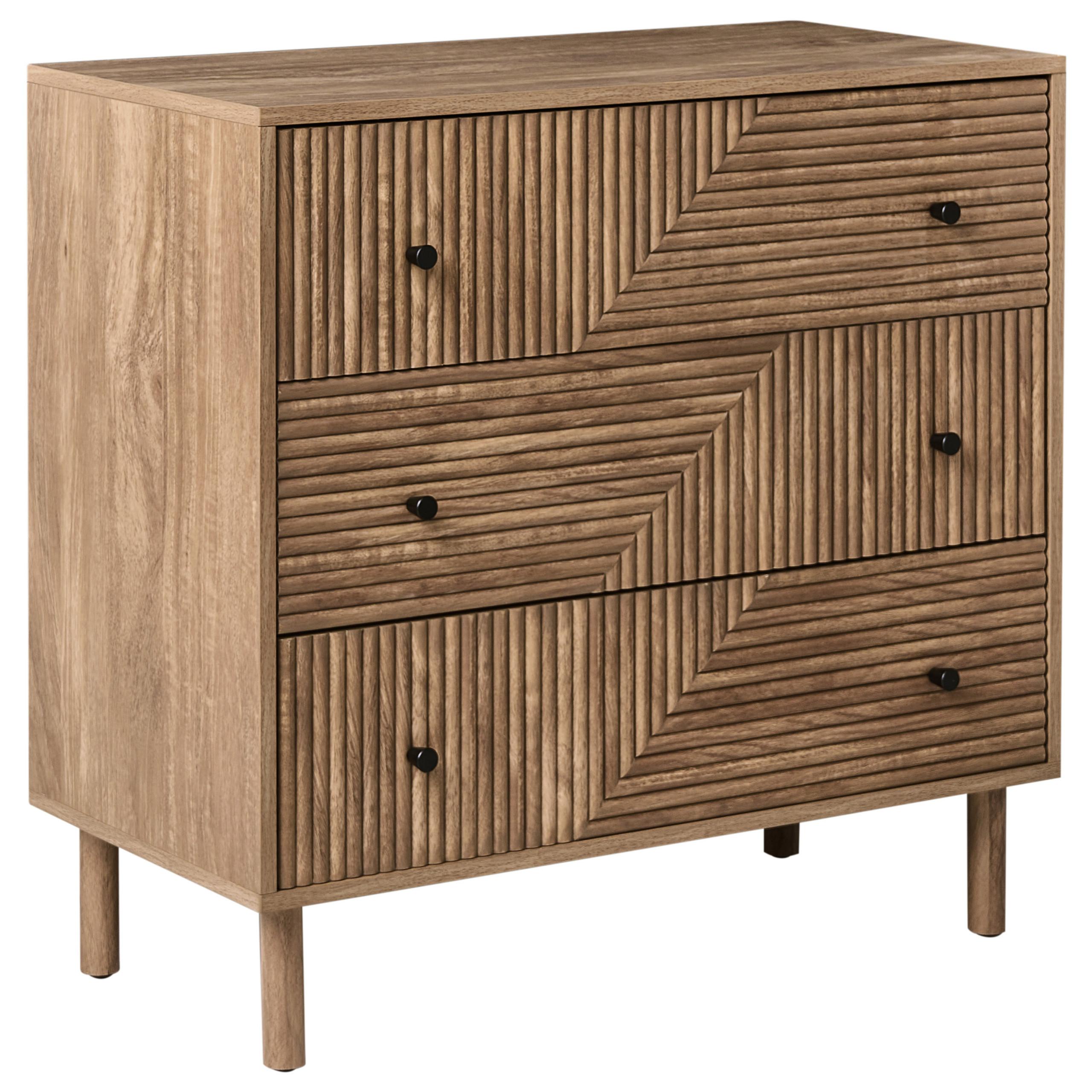 KOMMODE mit 3 Schubladen Hellbraun Ronge - Hellbraun, Holzwerkstoff (80/77/40cm) - Beliani
