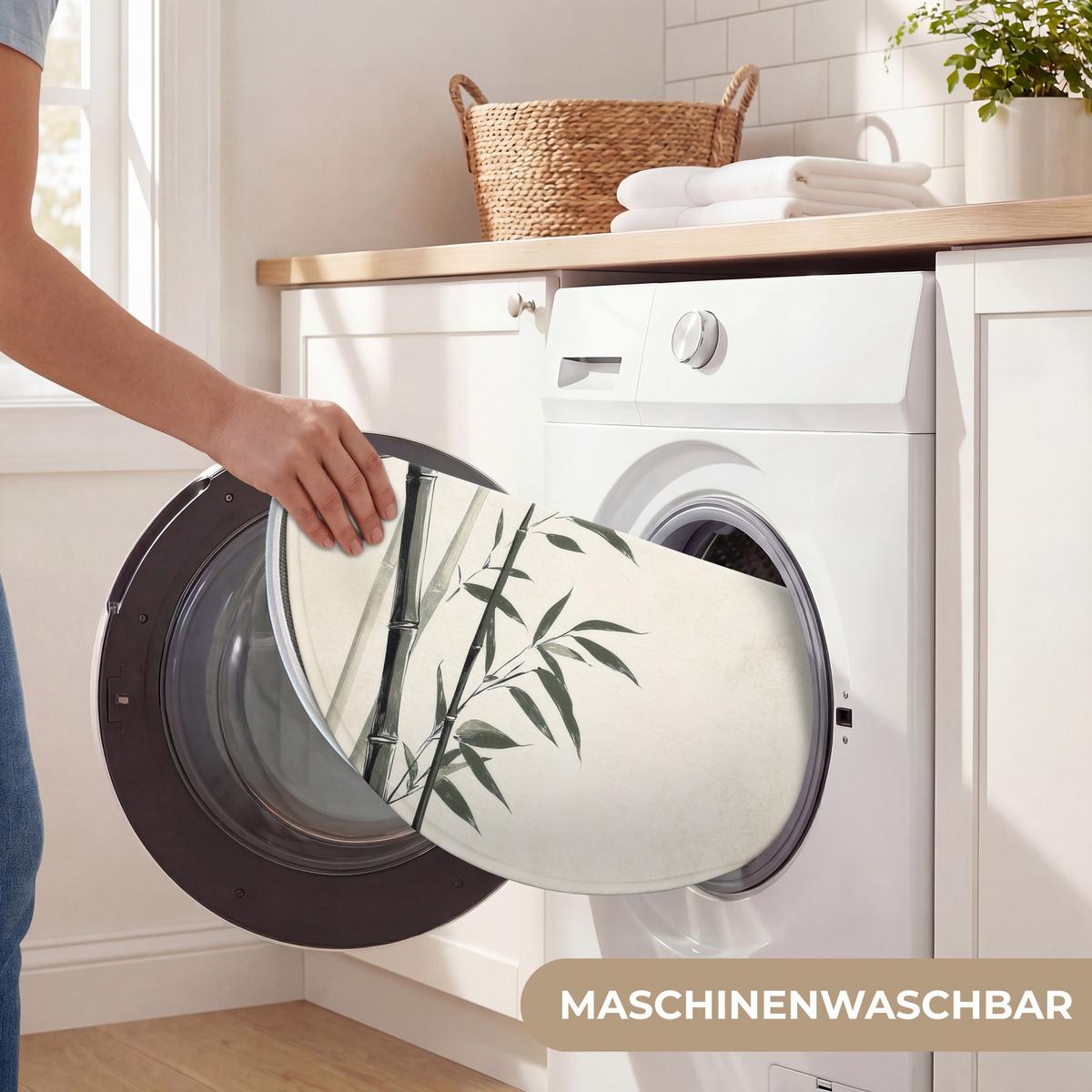 WC-VORLEGER Japandi - Bambus - Beige Toilettenteppich 70x70 cm - Ecru, Textil (70/1cm) - OnlyWow