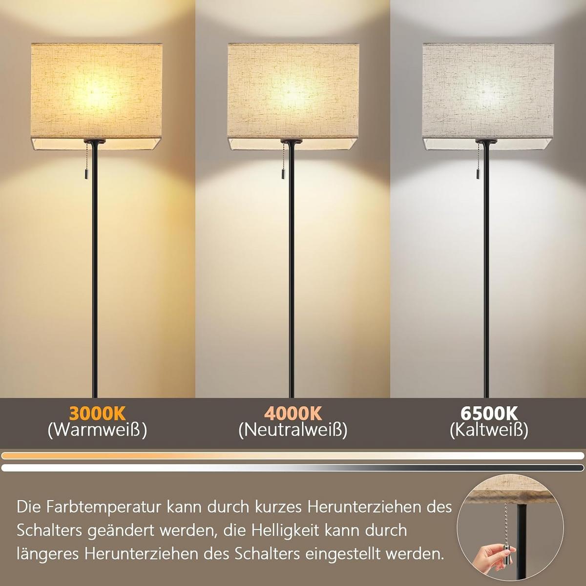 LED STEHLAMPE Strahlmar 25.5/16/134 cm - Schwarz, Textil/Metall (25.5/16/134cm) - ZMH