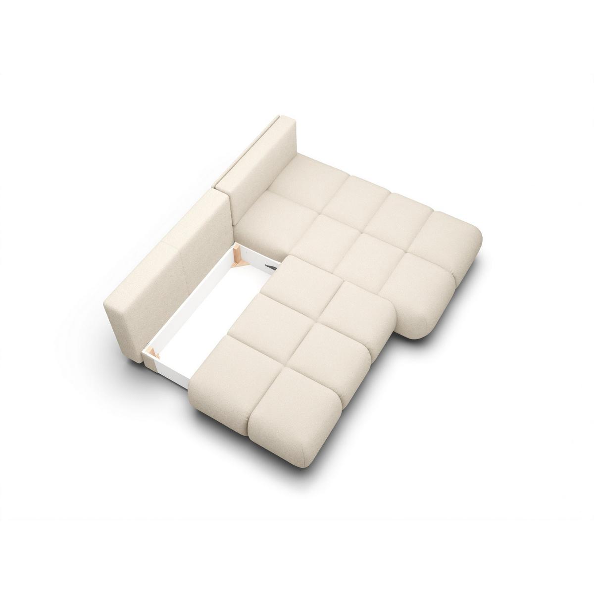ECKSOFA CORSO R-S Beige Boucle-Stoff mit Schlaffunktion - Beige, Holz (230/177cm) - MASSENO