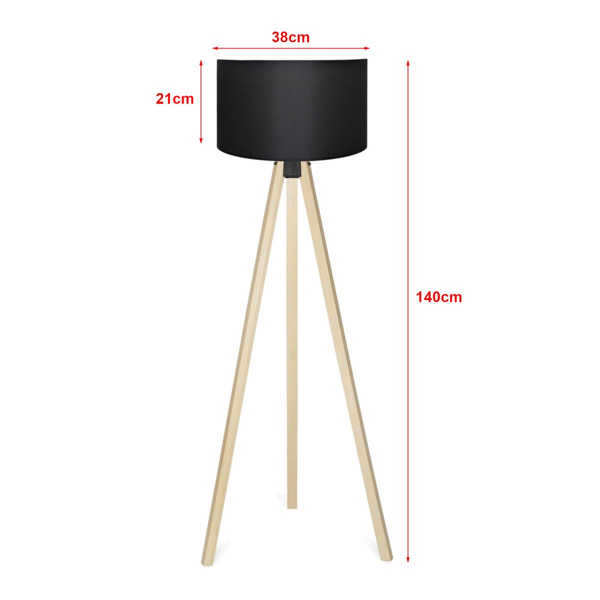 STEHLEUCHTE Newport - Schwarz, Holzwerkstoff/Textil (38/38/140cm) - lux.pro