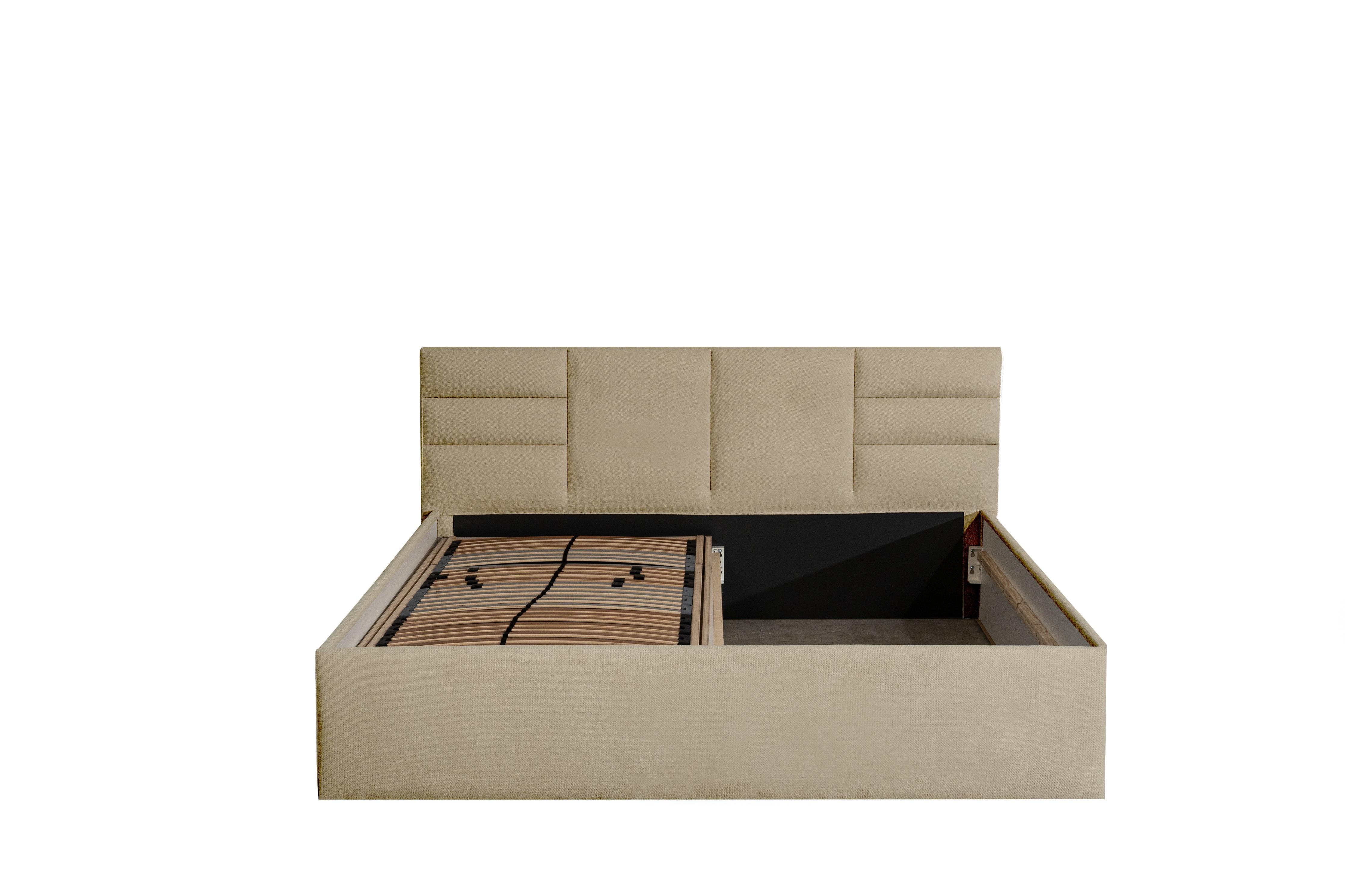 POLSTERBETT Madera Beige 180 x 200 x 40 cm Stauraum unter der Liegefläche Ohne Matratze und Lattenrost - Beige, Textil (180/200cm) - Halmon Schlafkomfort Betten 