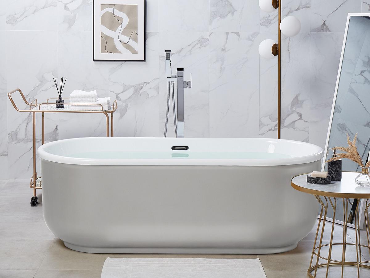 BADEWANNE FREISTEHEND 80x170x59 cm silber Pinel - Silberfarben, Kunststoff (80/59/170cm) - Beliani