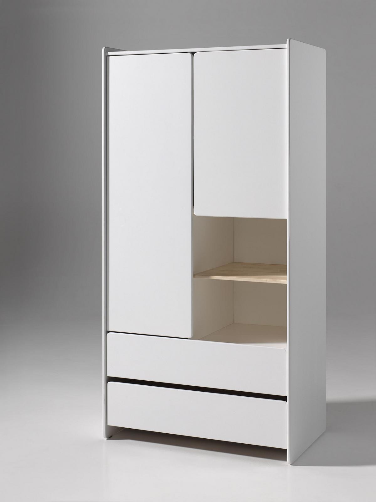 KINDERZIMMERSCHRANK Karilynn 90x55x180 Schrank MDF+Massivholz Weiß - Weiß, Holzwerkstoff (160/180/90cm) - 58aufmkessel