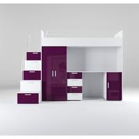WEISSES Kinderset RAJ 4, Hochglanz - Violett/Weiß, Holzwerkstoff (254/180/55cm) - Lookway