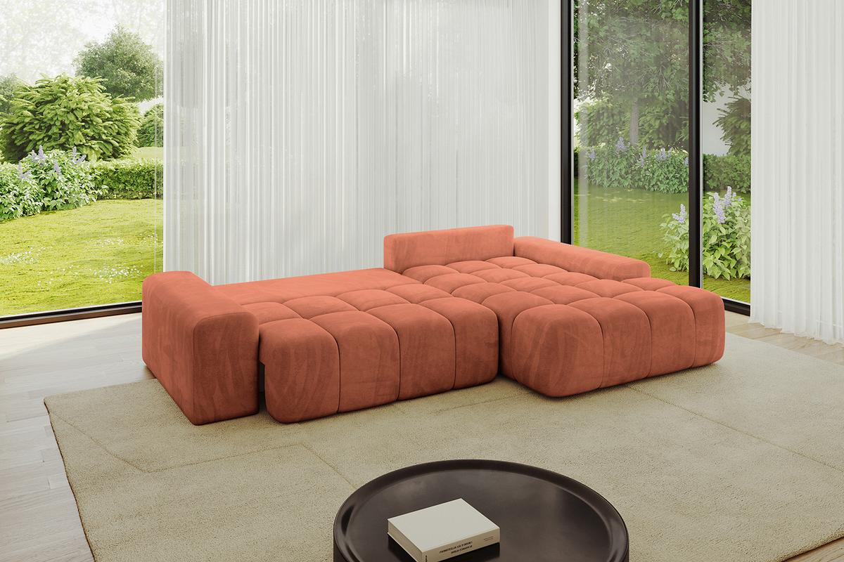 ECKSOFA Ottomane Rechts ENSI-L - 267x164x69 cm Koralle - Koralle, Holzwerkstoff/Kunststoff (164/267cm) - ALTDECOR
