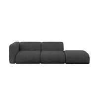 SOFA Ottomane Links MIRA-S3 296x89x70 Dunkelgrau Velours - Dunkelgrau/Schwarz, Holzwerkstoff/Kunststoff (296/70/89cm) - ALTDECOR