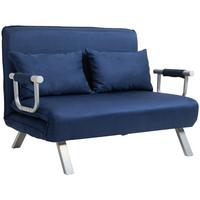 2-SITZER Sofa mit Schlaffunktion, Schlafsofa mit Verstellbarer Rückenlehne, Blau - Blau/Silberfarben, Textil/Metall (80/78/111cm) - HOMCOM