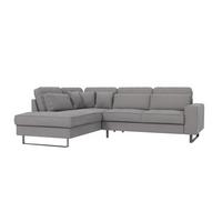 ECKSOFA Floe Hellgrau Cord - Hellgrau/Schwarz, Holz/Kunststoff (290/231cm) - S-Style Möbel
