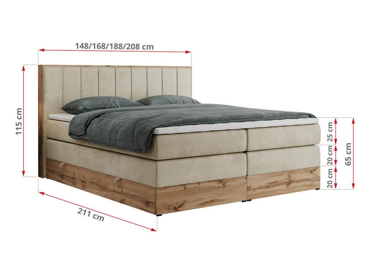 BOXSPRINGBETT BELLISSIMO KING 180/200 Beige Velvet - H4 - Beige, Holz/Textil (180/200cm) - MKS