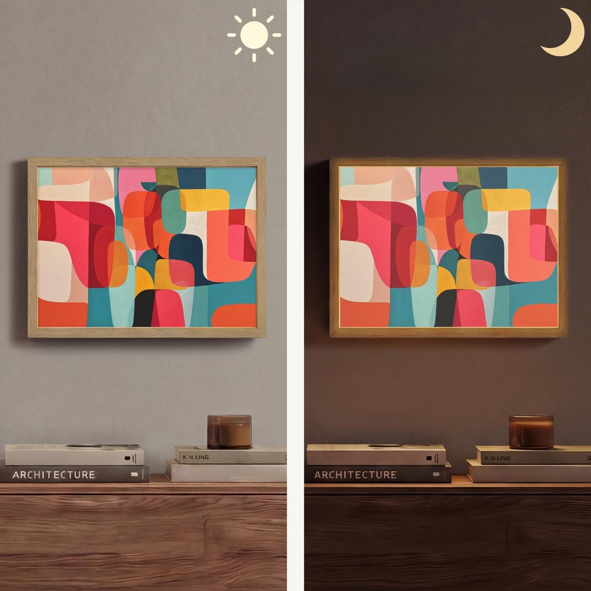 WANDLEUCHTE MIT AKKU Formen - Bunt - Abstrakt - Flugzeuge 40x30 cm - Multicolor, Holzwerkstoff (40/30/8cm) - OnlyWow