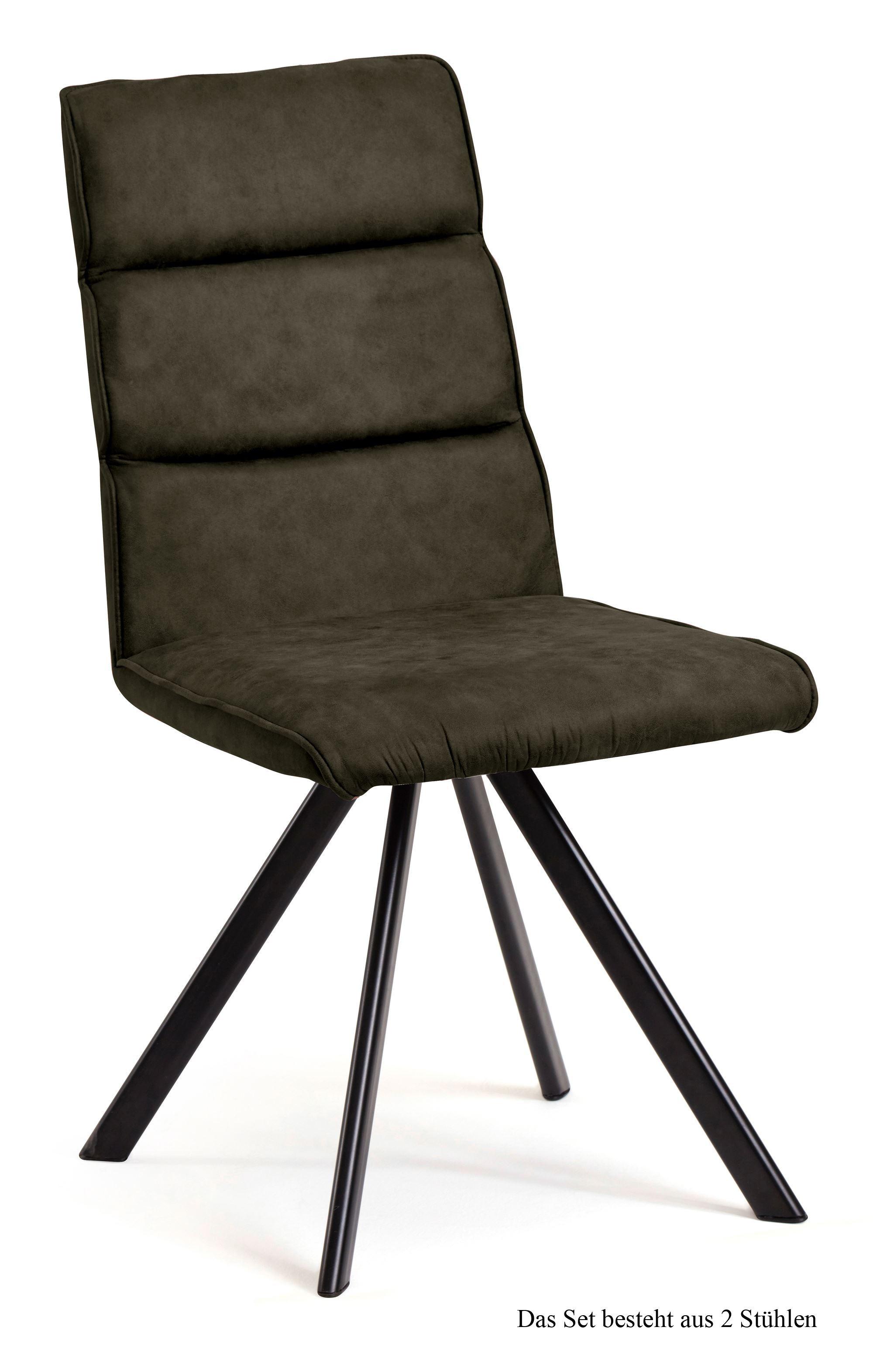 ESSZIMMERSTUHL (2er-Set) Ddene 47x92x60 Schwarz/Khaki - Dunkelgrün/Schwarz, Kunststoff (60/92/47cm) - 58aufmkessel