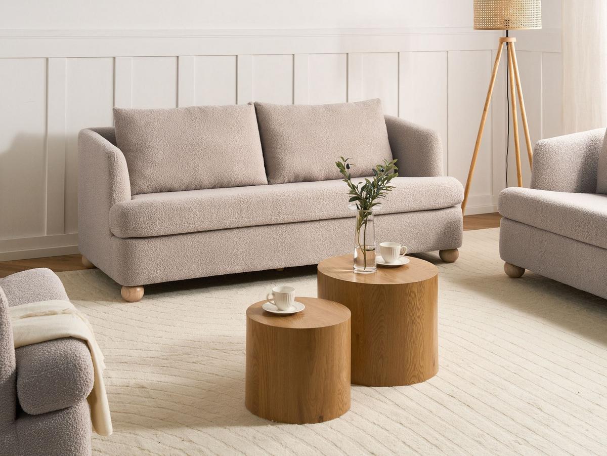 3-SITZER-SOFA Bouclé Beige Rattvik - Hellbraun, Textil (198/86/82cm) - Beliani