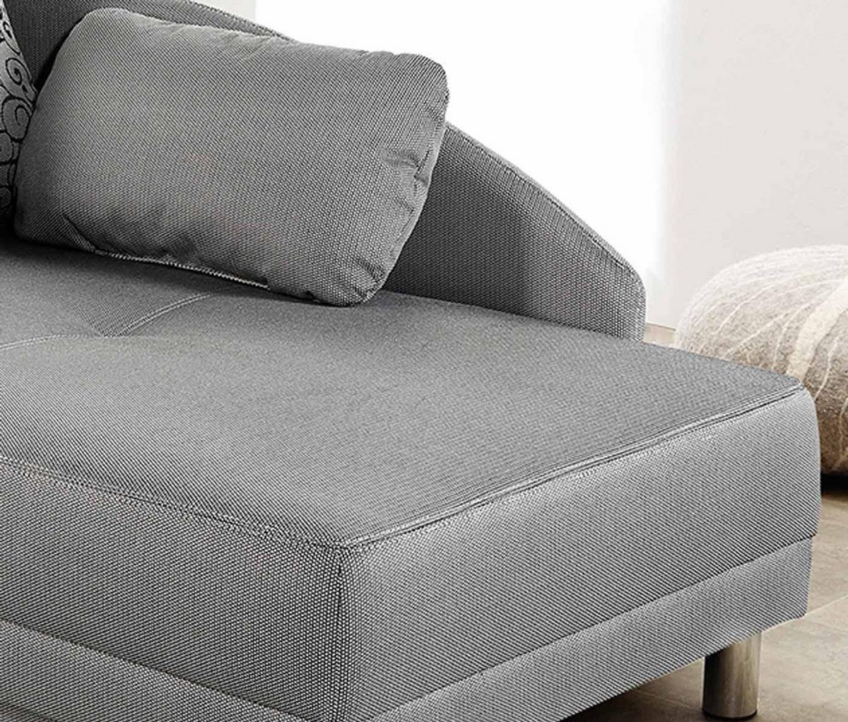 RÉCAMIERE-SCHLAFSOFA mit Bettkasten, Federkern, seitenverkehrt montierbar B149/T90/H80 cm, Liegefläche 200x84 cm, Webstoff Hellgrau / 15122 - Chromfarben/Hellgrau, Textil/Metall (149/80/90cm) - luma-home