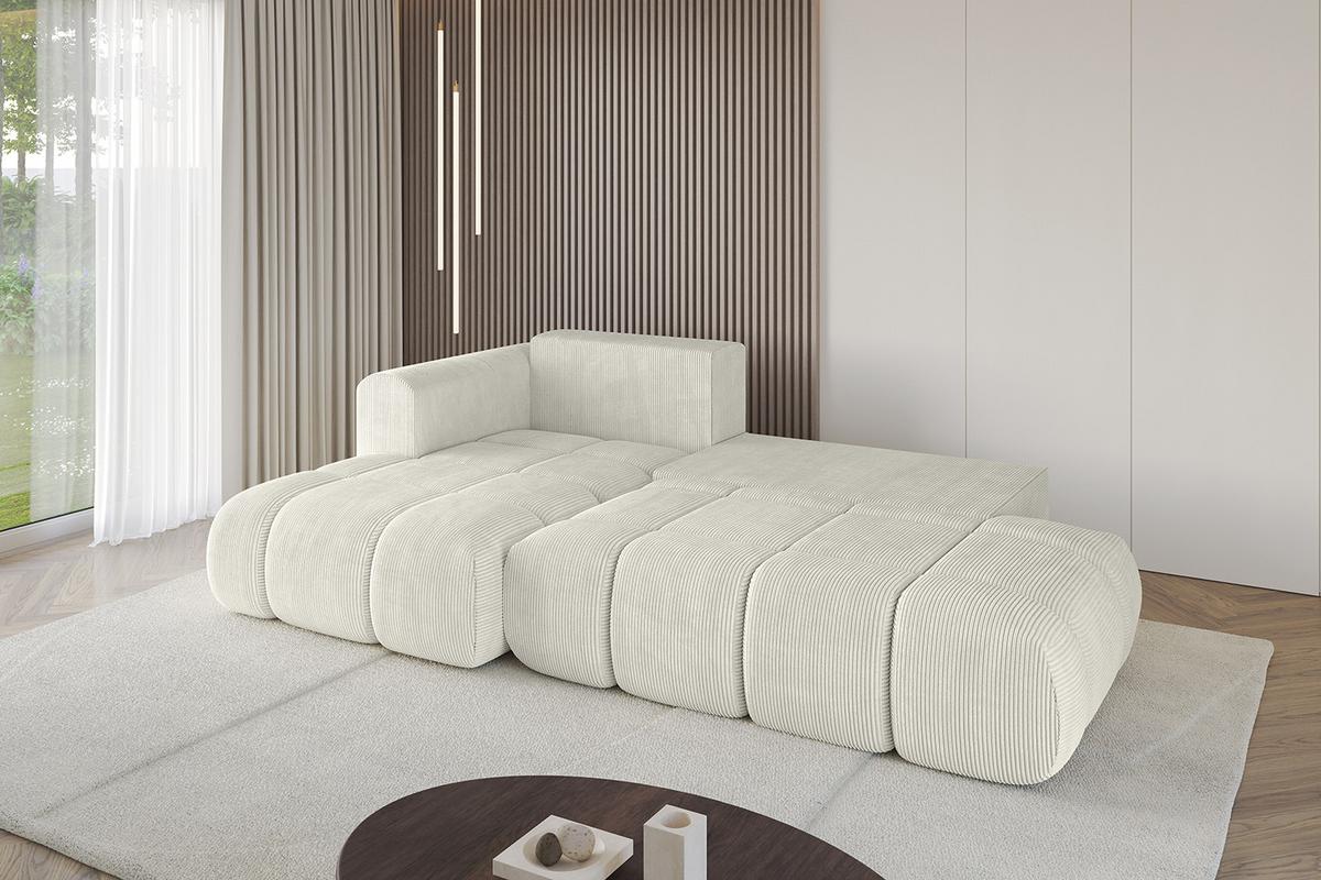 ECKSOFA Ottomane Links CLOUD-L 280x185x90 Creme Cord - Hellgrau/Creme, Holzwerkstoff/Kunststoff (180/289cm) - ALTDECOR
