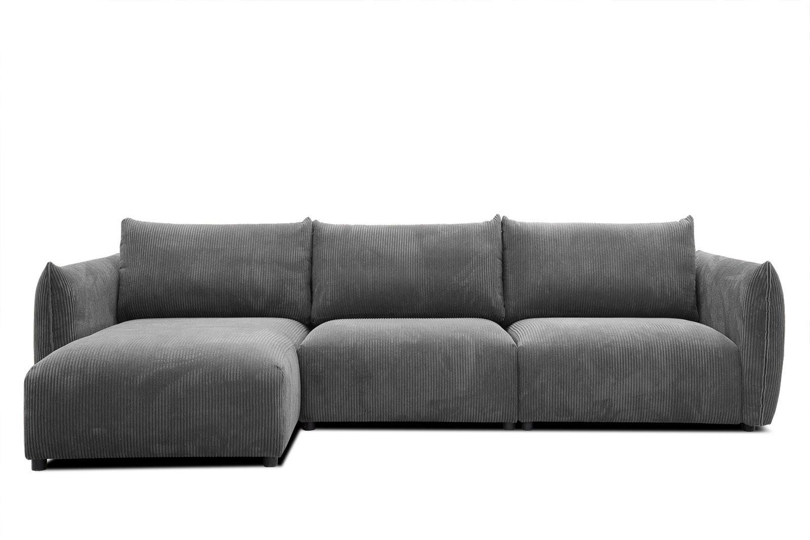 ECKSOFA TAUER 5-Sitzer, dunkelgrau - Dunkelgrau/Schwarz, Holzwerkstoff/Kunststoff (173/294cm) - Wozimo