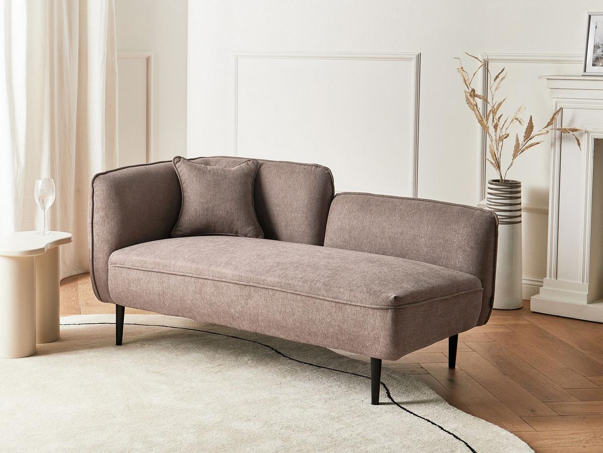 CHAISELONGUE-LINKSSEITIGE Stoff Hellbraun Chevannes - Hellbraun/Schwarz, Textil (138/74/77cm) - Beliani
