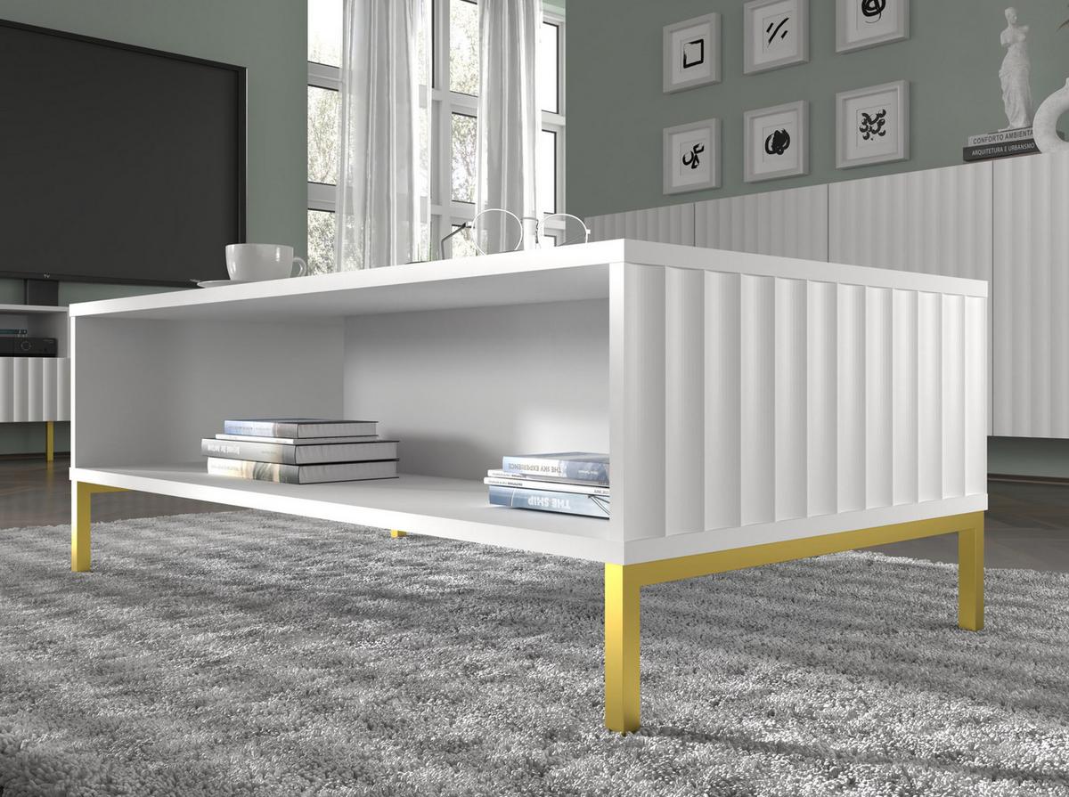 COUCHTISCH Weiß, Gold 90/43/60 - Weiß, Holzwerkstoff (90/43/60cm) - RAUMHIRSCH FURNITURE