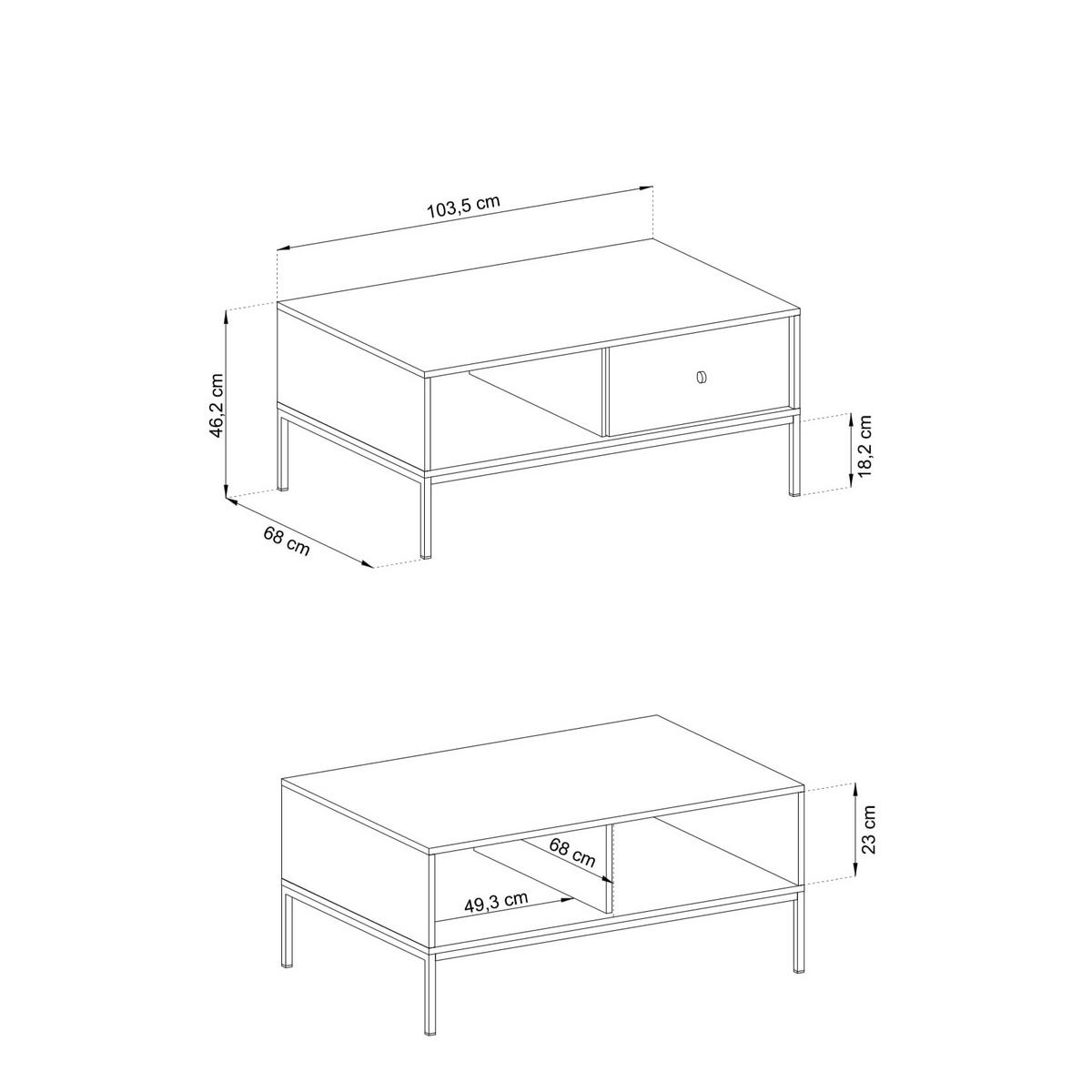 COUCHTISCH MONDO 103,5/46,2/68 cm Blau - Blau, Holzwerkstoff (68/103.5/46.2cm) - MASSENO