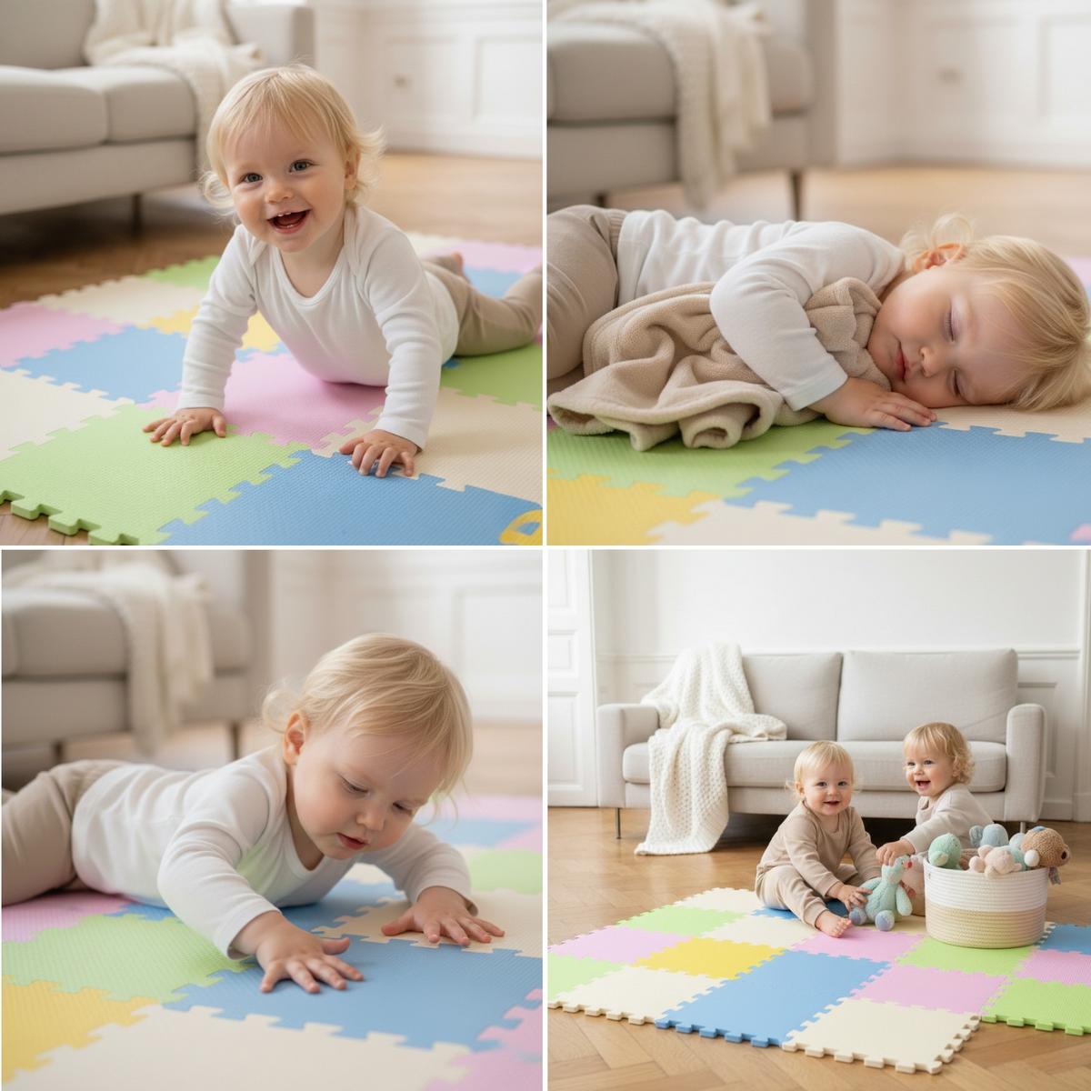 SPIELMATTE ab Null - 90 cm Baby Puzzlematte Bunt - Multicolor, Kunststoff (30/30cm) - Littletom