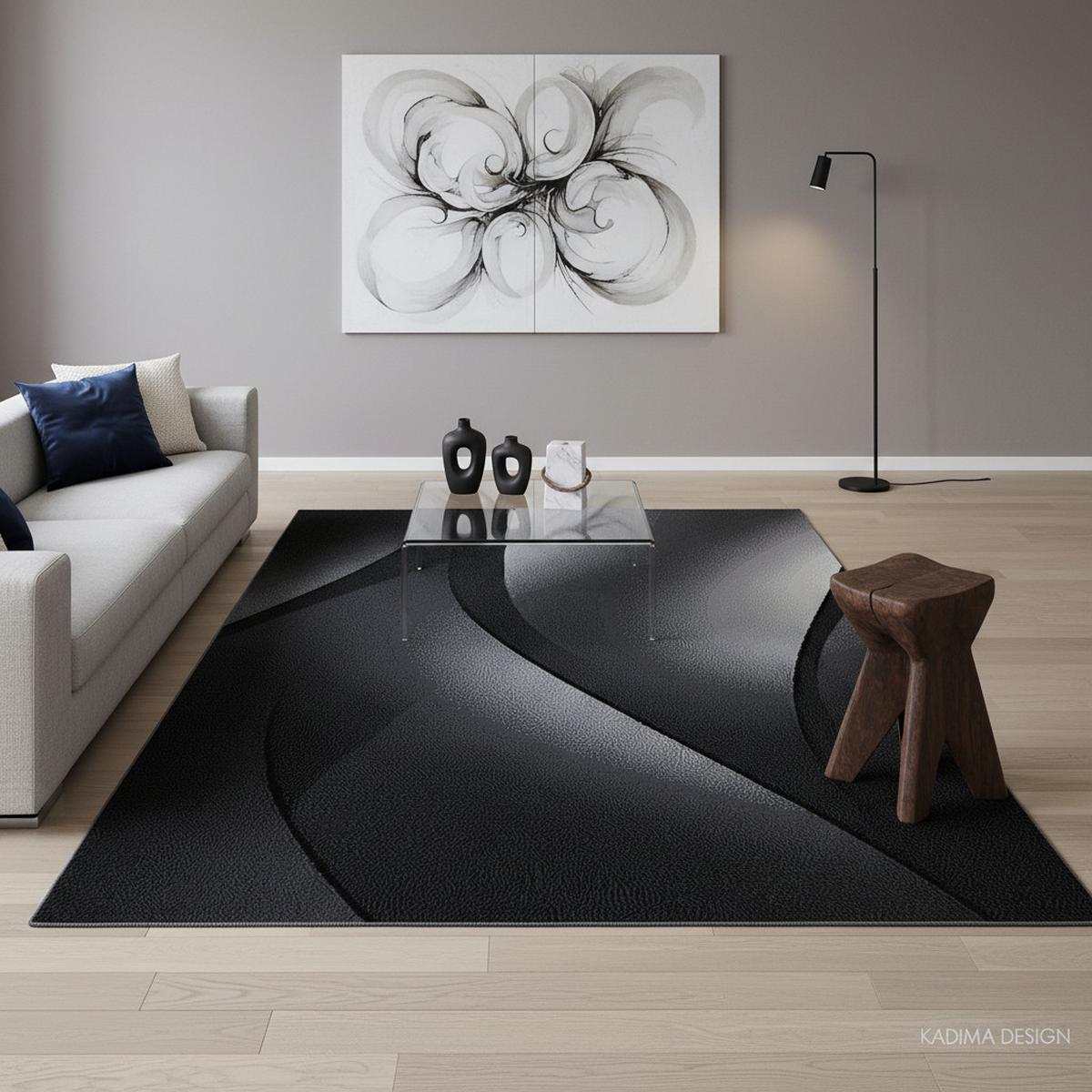 TEPPICH Kurzflor INN in Schwarz, mit Farbverlauf, 140 x 200 cm - Schwarz, Textil (200/140cm) - KADIMA DESIGN
