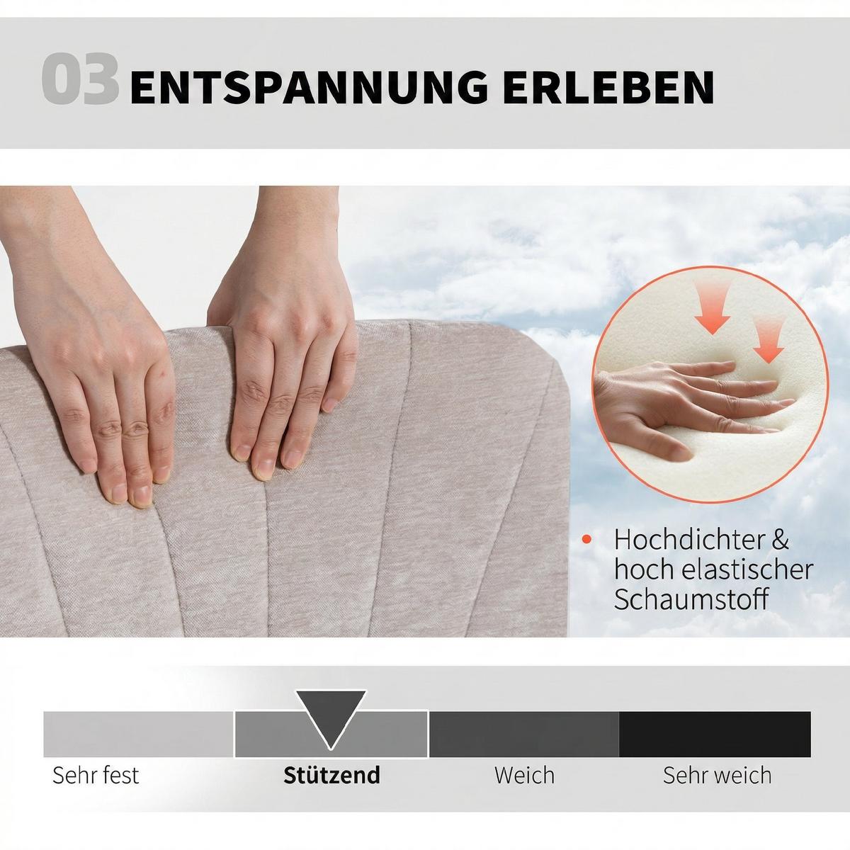 HOMEOFFICE-STUHL Polyester Beige - Beige/Schwarz, Textil/Metall (62/93/67cm) - HOMCOM