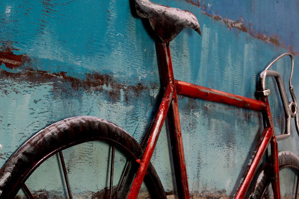 METALLBILD Blau 100/70 cm - Blau/Rot, Metall (3.2/70cm) - KUNSTLOFT
