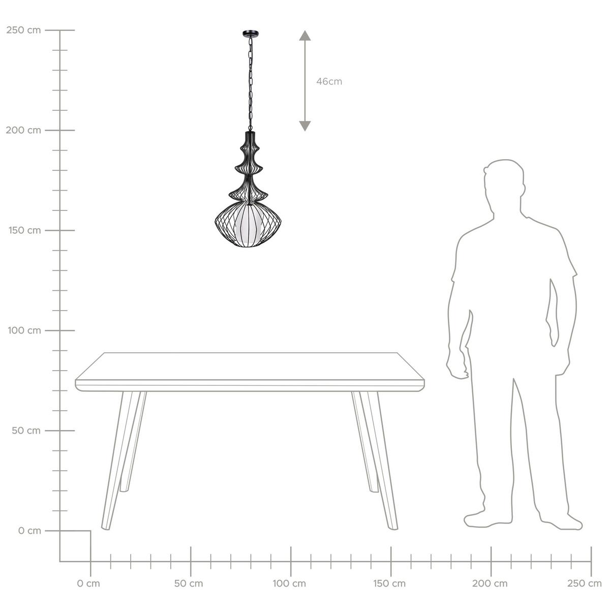 HÄNGELEUCHTE Kolva 40/40/110 cm - Schwarz, Metall (40/40/110cm) - Beliani