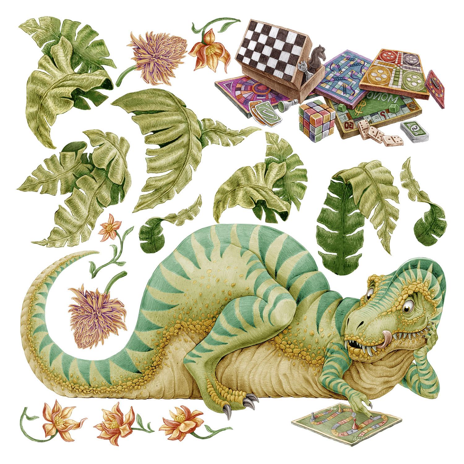 AUFKLEBER 130x168 cm Dinozaur Spiel - Grün, Kunststoff (130/168/0.1cm) - TULUP