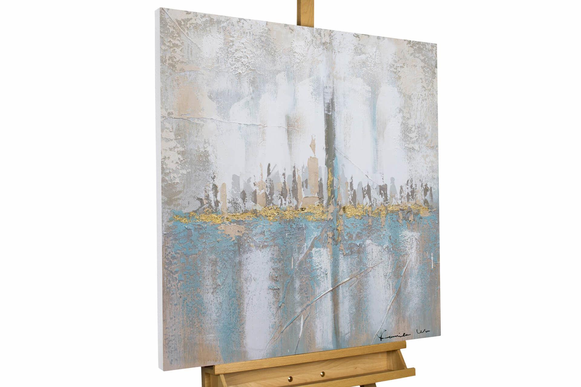 ACRYLBILD HANDGEMALT 80/80 cm - Blau/Grau, Holz/Textil (80/80cm) - KUNSTLOFT