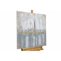 ACRYLBILD HANDGEMALT 80/80 cm - Blau/Grau, Holz/Textil (80/80cm) - KUNSTLOFT
