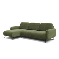 ECKSOFA FEBE 4-Sitzer links, olivgrün - Schwarz/Olivgrün, Holz/Textil (264/157cm) - Wozimo