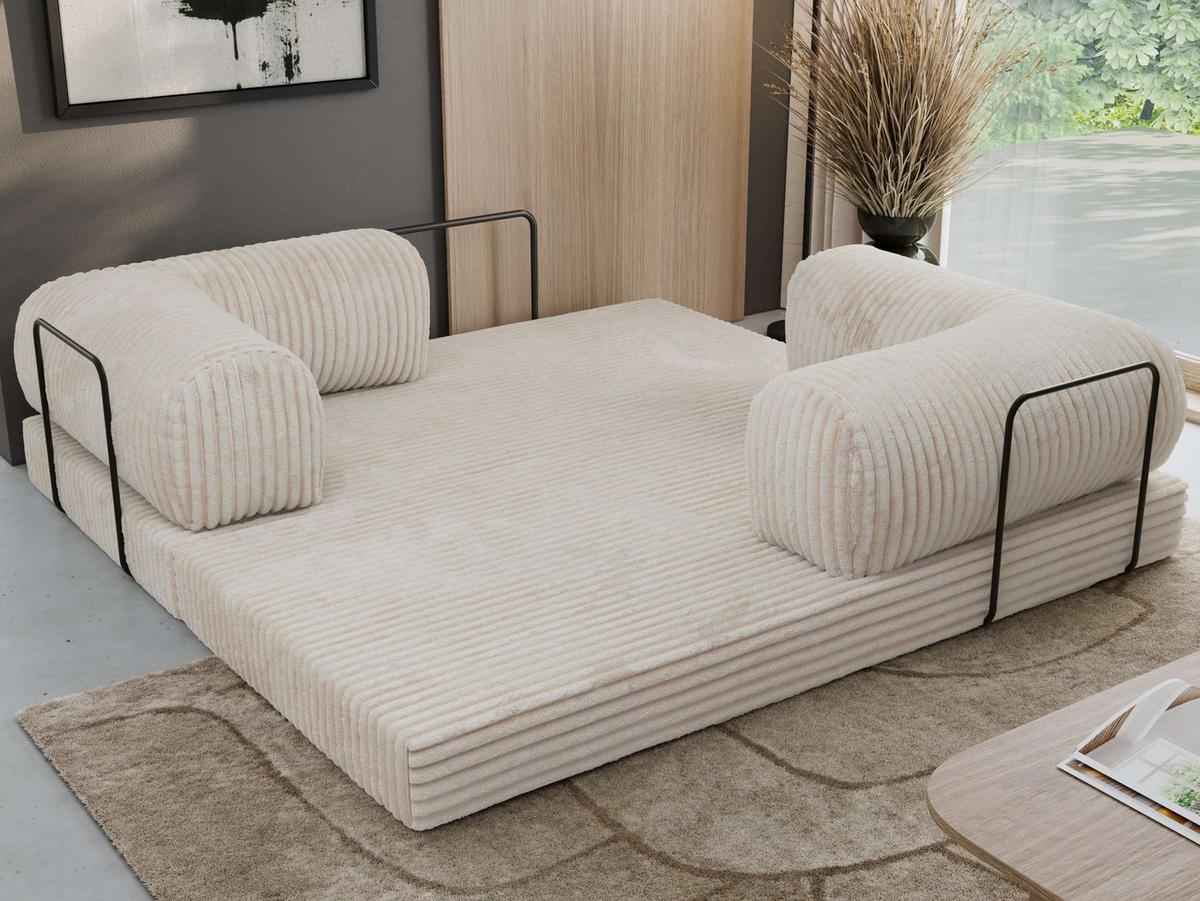 3-SITZER SOFA ORSETTO - Beige Cord - Beige/Schwarz, Textil/Metall (200/70/100cm) - MKS
