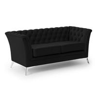CHESTERFIELD-SOFA 2-sitzer Whitby Schwarz Samt mit silbernen Füßen - Silberfarben/Schwarz, Holz/Textil (175/78/82cm) - S-Style Möbel