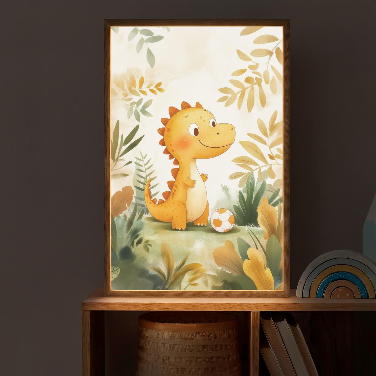 WANDLEUCHTE MIT AKKU Dino - Fußball - Orange 40x60 cm - Beige, Holzwerkstoff (40/60/8cm) - OnlyWow