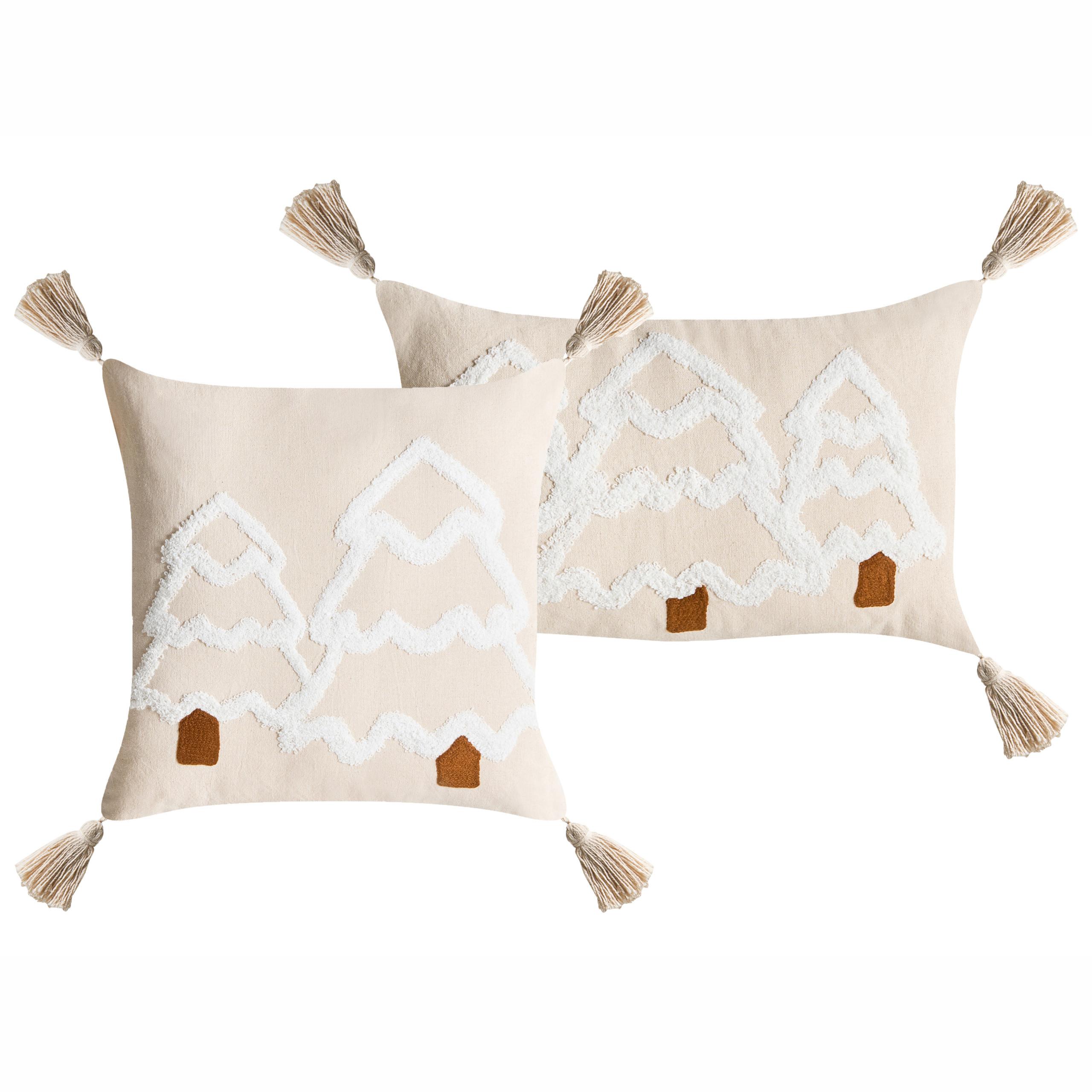 DEKOKISSEN 2er-Set Hellbeige 45/45 cm Intsia - Beige/Weiß, Naturmaterialien (50/45cm) - Beliani
