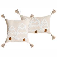 DEKOKISSEN 2er-Set Hellbeige 45/45 cm Intsia - Beige/Weiß, Naturmaterialien (50/45cm) - Beliani
