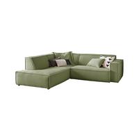 ECKSOFA SAMU Grün Cord - Schwarz/Olivgrün, Textil (254/224cm) - KAWOLA