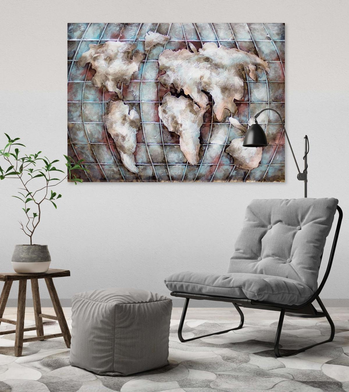 METALLBILD Blau 100/70 cm - Blau, Metall (6.8/70cm) - KUNSTLOFT