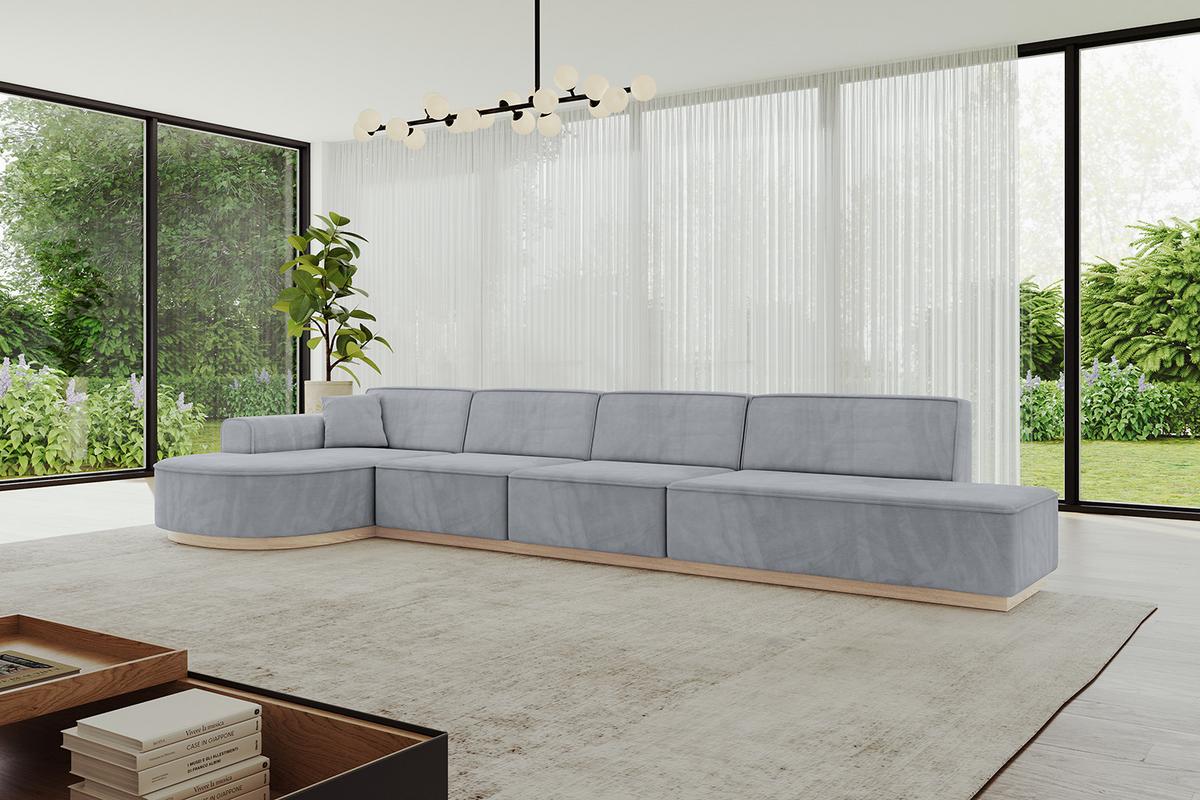 ECKSOFA Ottomane Links ARRIO-L3 - 413x171x83 cm Hellgrau - Grau, Holzwerkstoff/Textil (413/171cm) - ALTDECOR