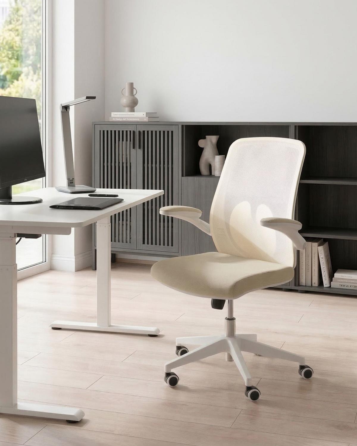 BÜROSTUHL Beige Overlord - Beige, Textil (49/100/63cm) - Beliani