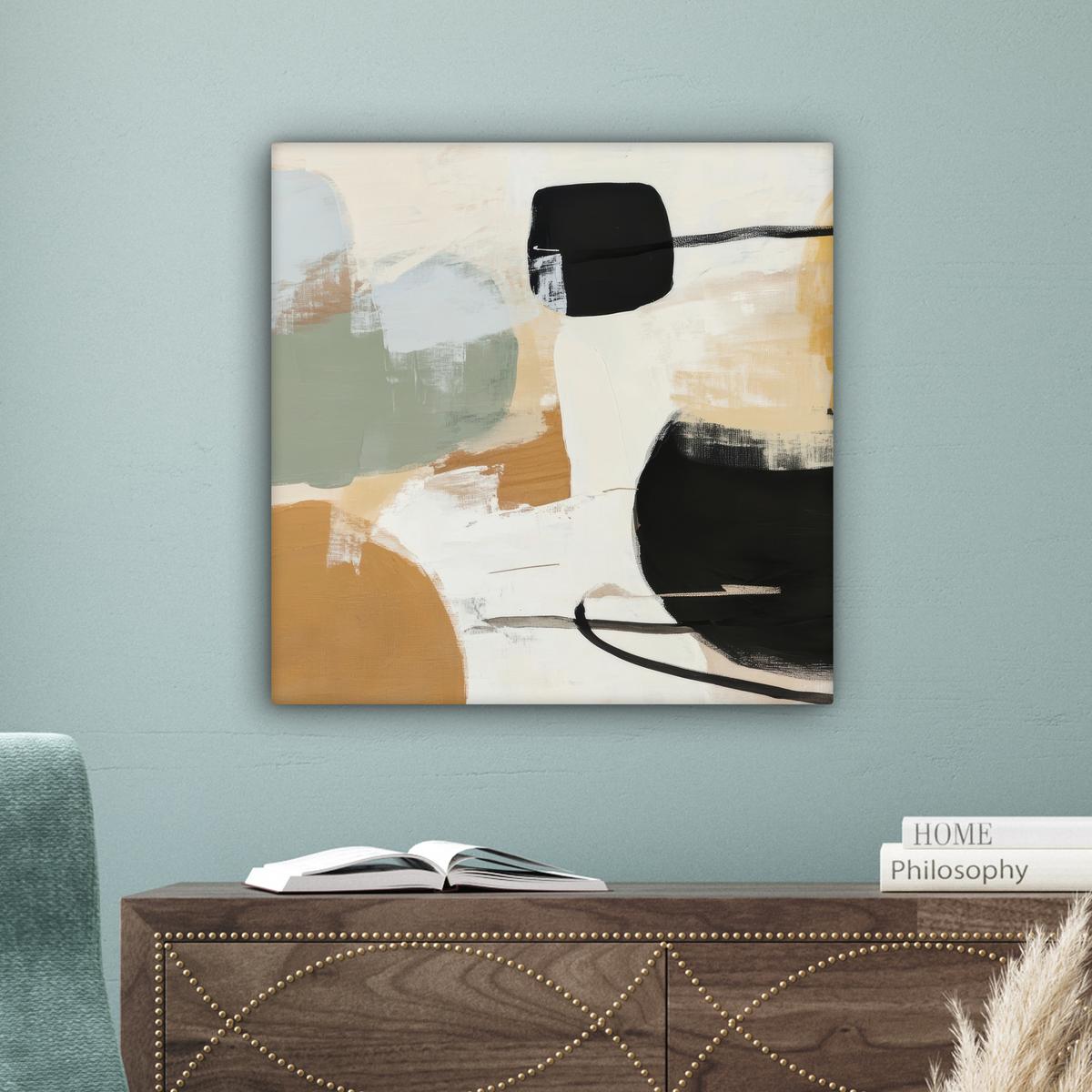 LEINWANDBILD Farbe - Abstrakt - Farben Wandbild Wohnzimmer 50x50 cm - Currygelb, Textil (50/50cm) - MuchoWow